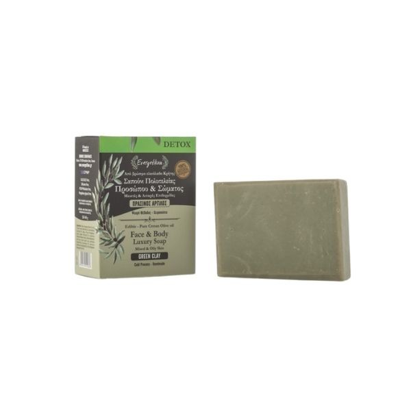 Sapone artigianale detossinante all'olio d'oliva e argilla verde - 140gr Sapone artigianale all'olio d'oliva e argilla verde